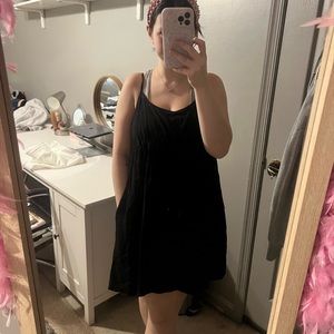 mini black spaghetti strap dress